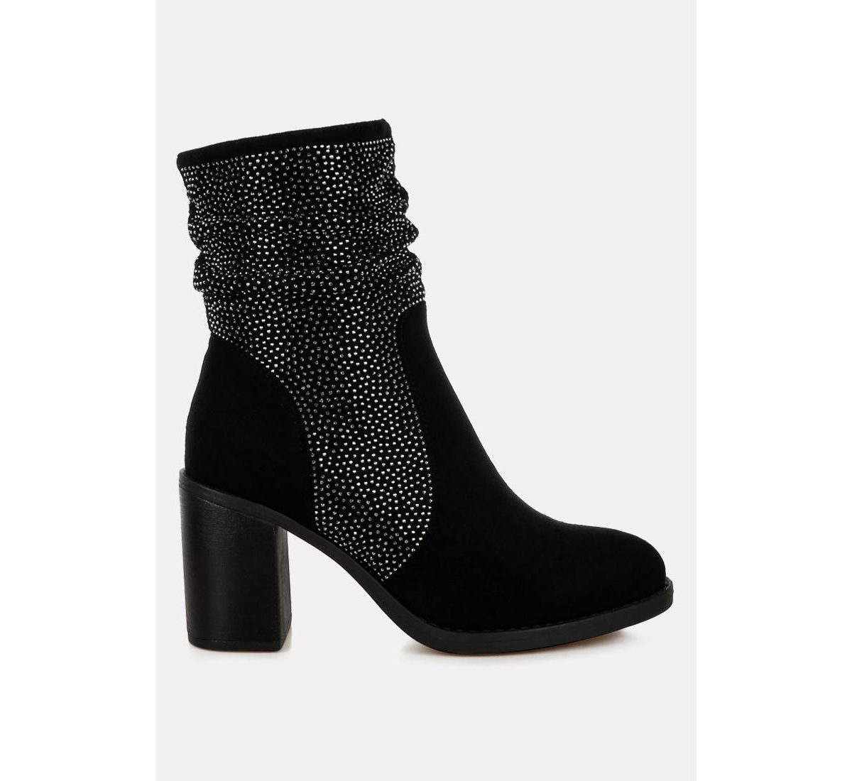 London Rag Chinar Rhinestone Studded Slouchy Ankle Boots