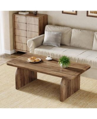 Rectangle Coffee Table, 47-Inch Wood Rectangular Living Room Table, Farmhouse Accent Center Table Low Cocktail Tea Table