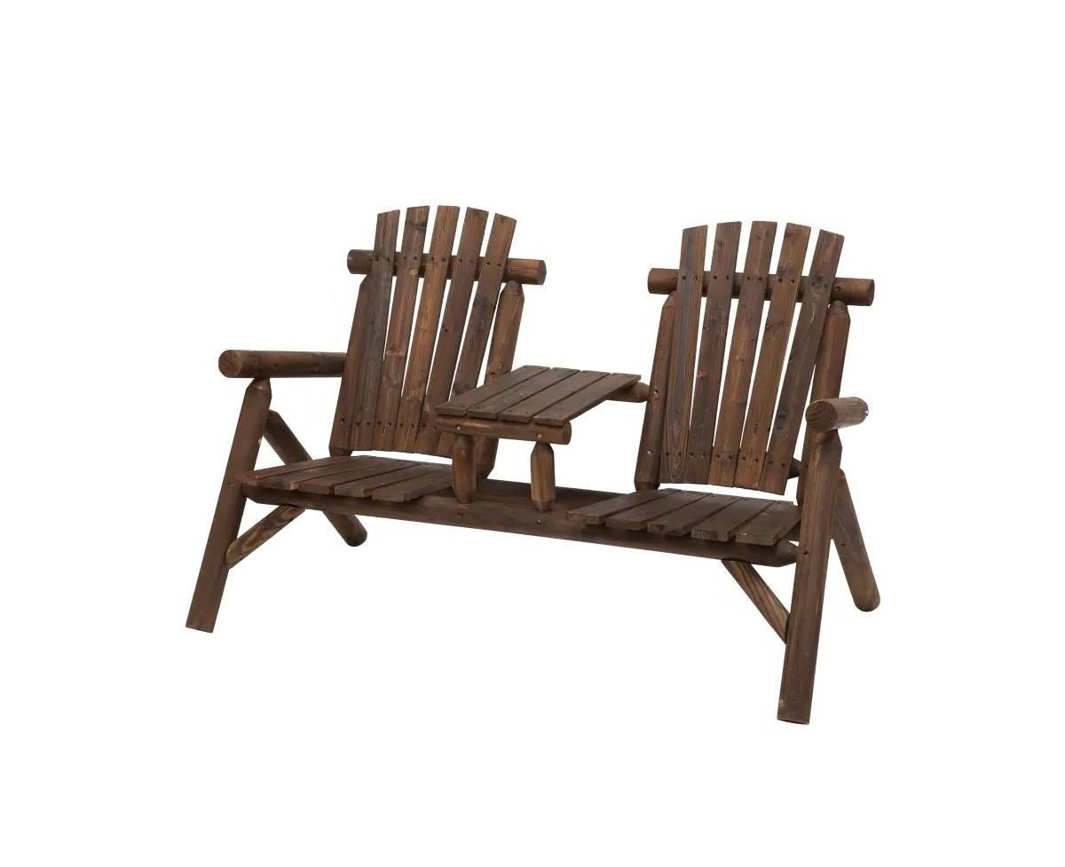 Slickblue Adirondack Patio Set 2 Chair Lounger with Center Coffee Table for Outdoor Relaxation - Brown