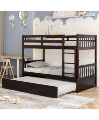 Twin Over Twin Bunk Bed with Pull-out Trundle and Ladder