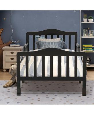 Classic Design Kids Wood Toddler Bed Frame with Two Side Safety Guardrails