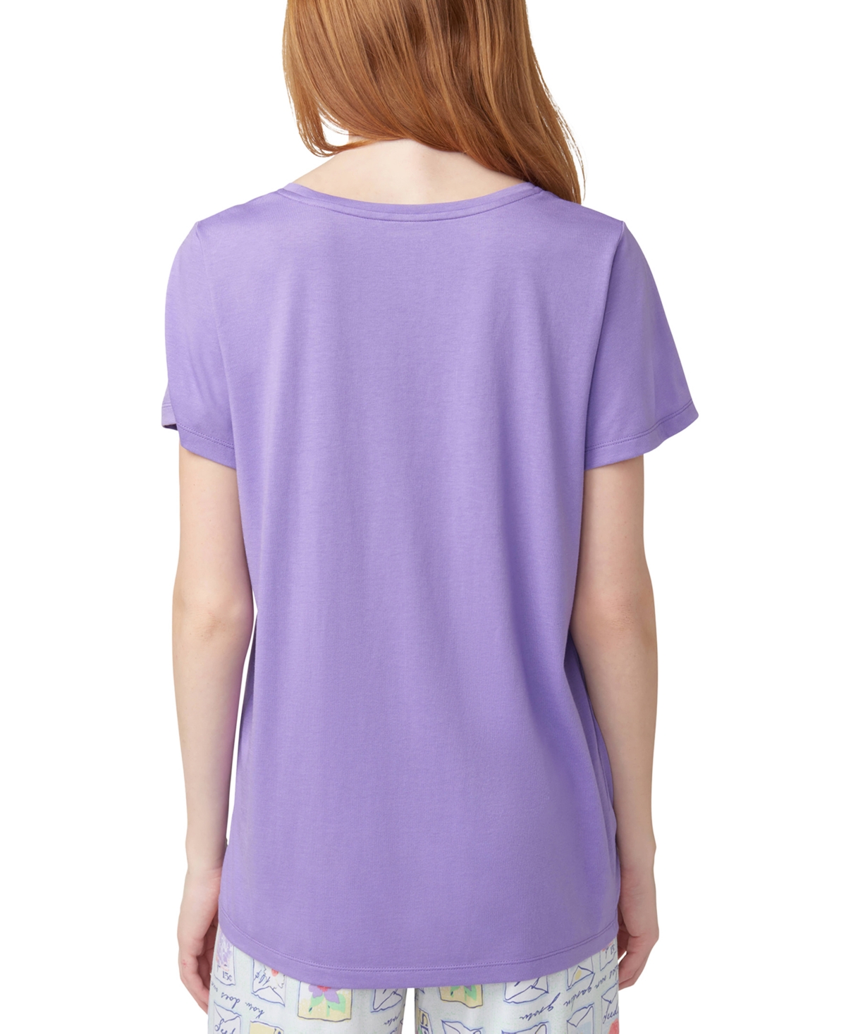 Shop Hue Women's Solid Short-sleeve Scoop-neck Pajama T-shirt In Paisley Purple