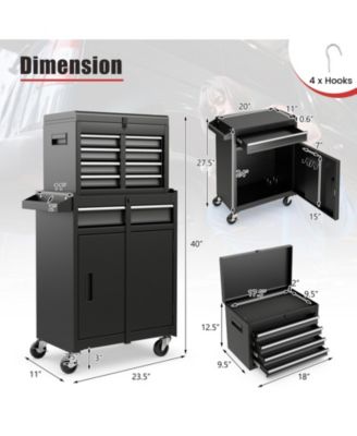 2-in-1 Tool Chest and Cabinet with 5 Sliding Drawers