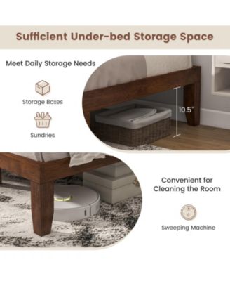 14 Inch Full Size Wood Platform Bed Frame with Wood Slat Support