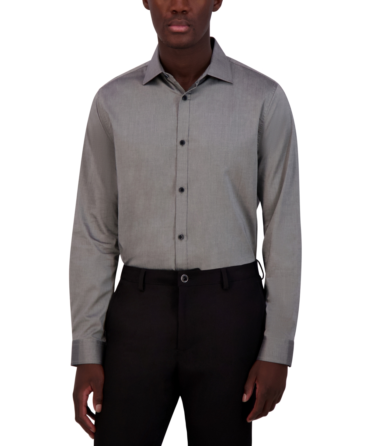Men's Slim-Fit Solid Satin Dress Shirt - Grey