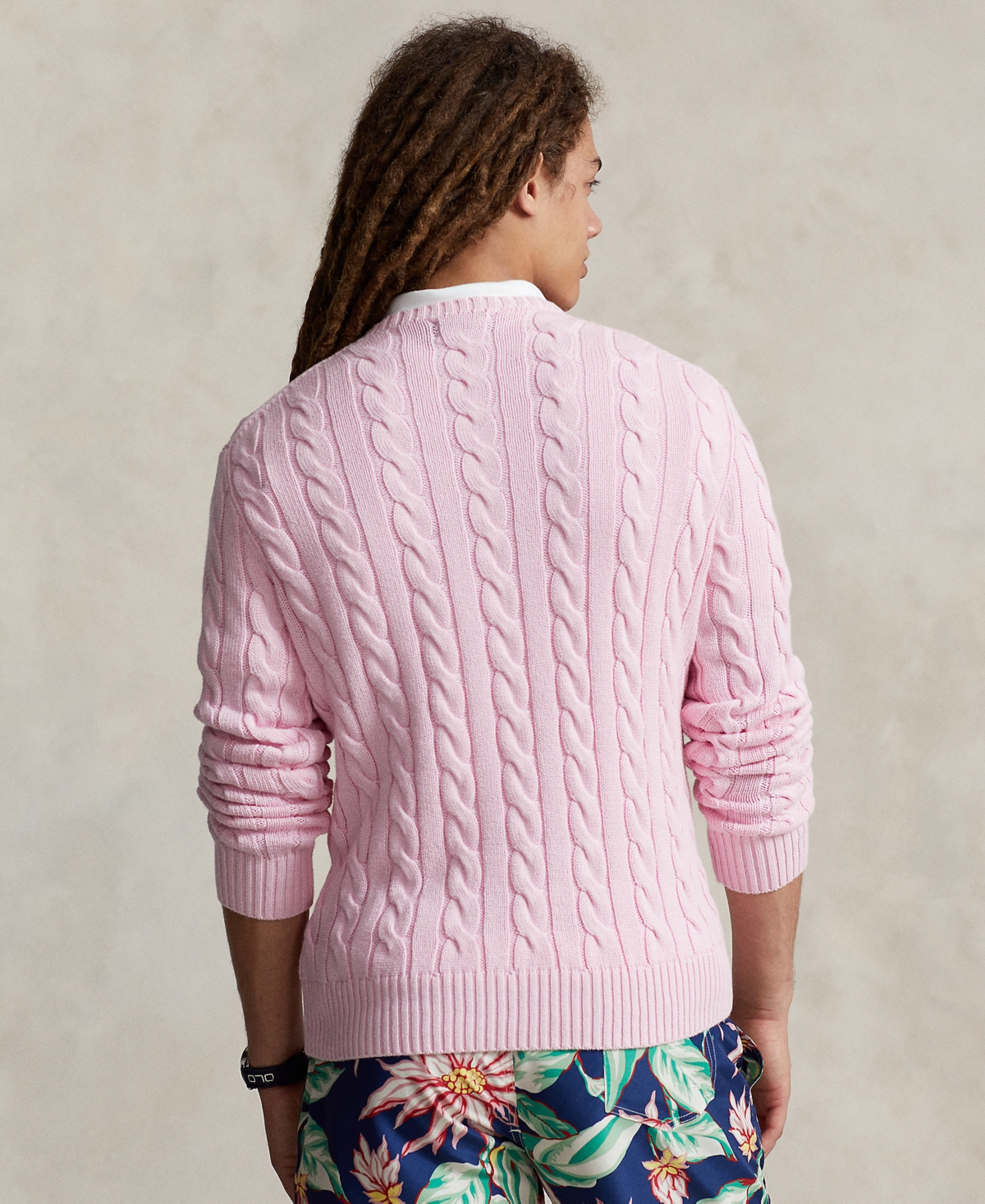 Shop Polo Ralph Lauren Men's Cable-knit Cotton Sweater In Carmel Pink