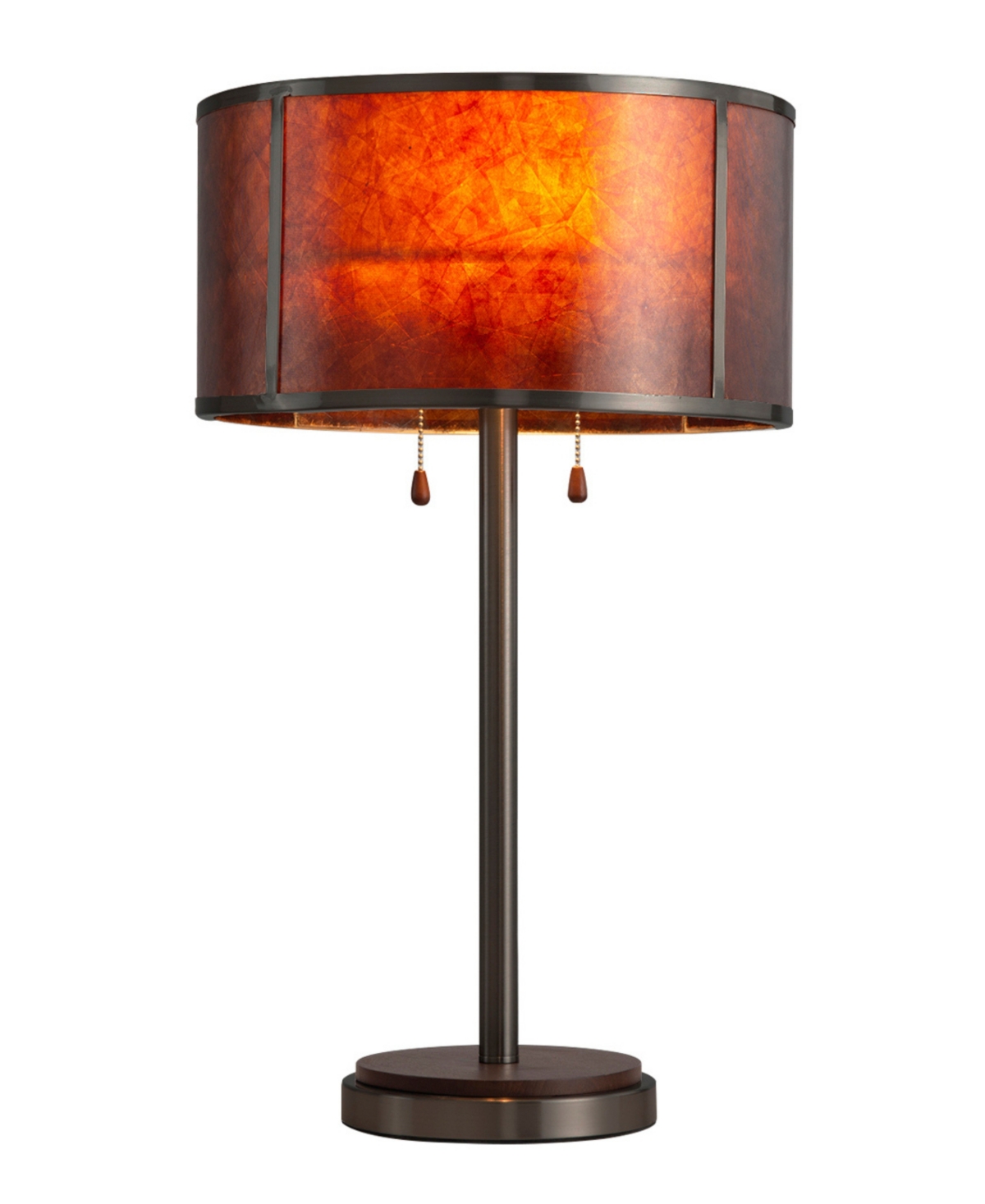Nova Of California Layers Natural Mica Table Lamp With Dual Pull Chair Switch In Charcoal Grey Wood Gunmetal