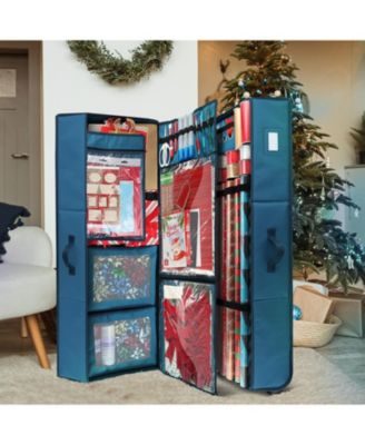 Premium Holiday Gift Wrapping Paper & Accessories Storage Organizer Box - X-Large with Wheels & 2 removable Storage Bins