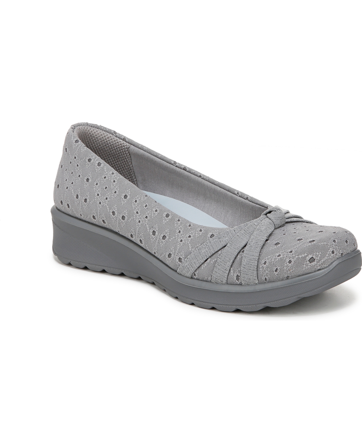 Bzees Women's Gem 2 Washable Round Toe Ballerina Flats In Grey Floral Dot Fabric
