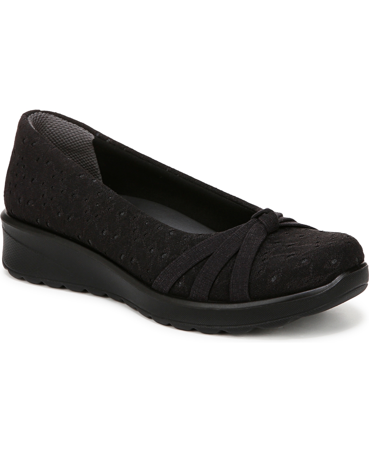 Bzees Women's Gem 2 Washable Round Toe Ballerina Flats In Black Foral Dot Fabric
