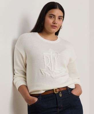 Lauren Ralph Lauren - Plus Size Anchor-Logo Combed Cotton Sweater