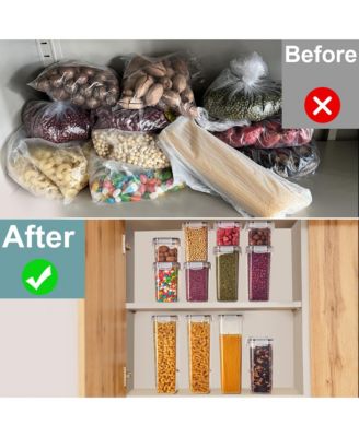 12 Pack Airtight Food Storage Containers, Labels, Marker & Measuring Spoons - Functional Dry Food Organizers for Kitchen, Pantry, and more