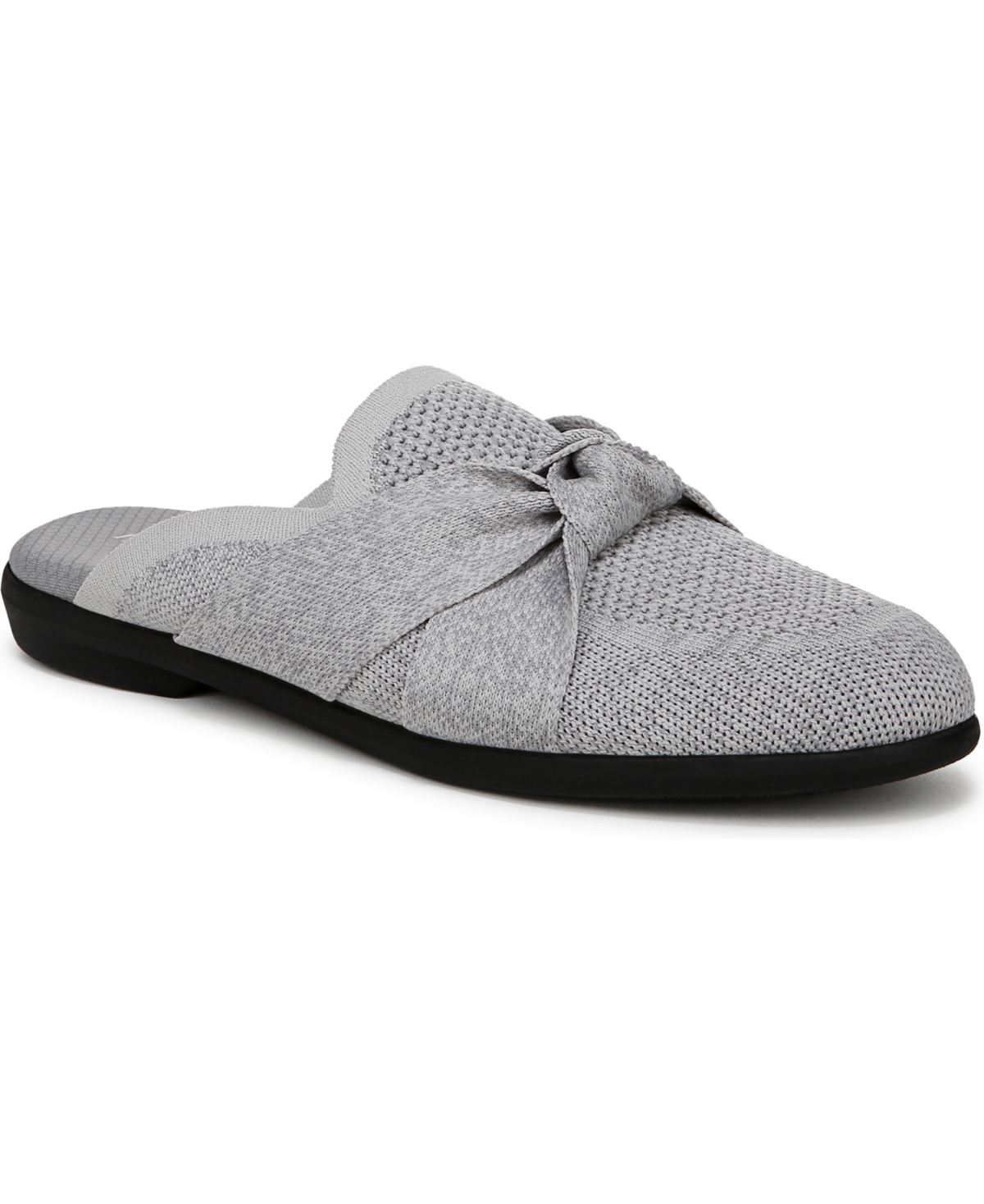 Women's Kissed-Mule Washable Mules - Black Knit Fabric