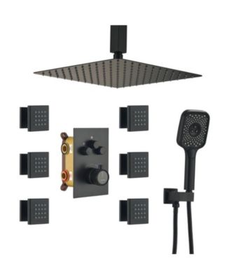 CASAINC 3-Function 12 Inch Ceiling Mount Rainfall Thermostatic Shower ...