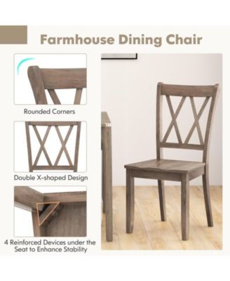 Set of 2 Wooden Dining Chairs Mid Century Farmhouse Retro Kitchen Chairs