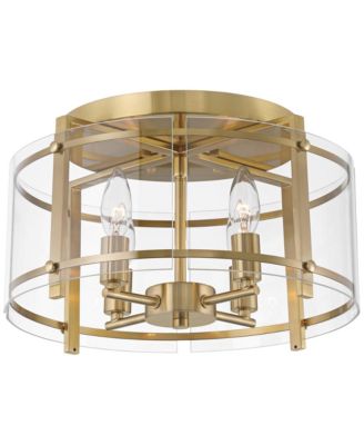 Raye 13 3/4" Modern Semi Flush-Mount Ceiling Light Fixture Kitchen Foyer Drum 4-Light Soft Gold Finish Glass