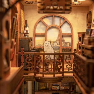 DIY Book Nook Kit, Bookshelf Insert Decor DIY Miniature Music House Dollhouse Kit for Adults and Teens, Booknook Model Build Creativity Gift Kit with LED Light (The Secret Rhythm