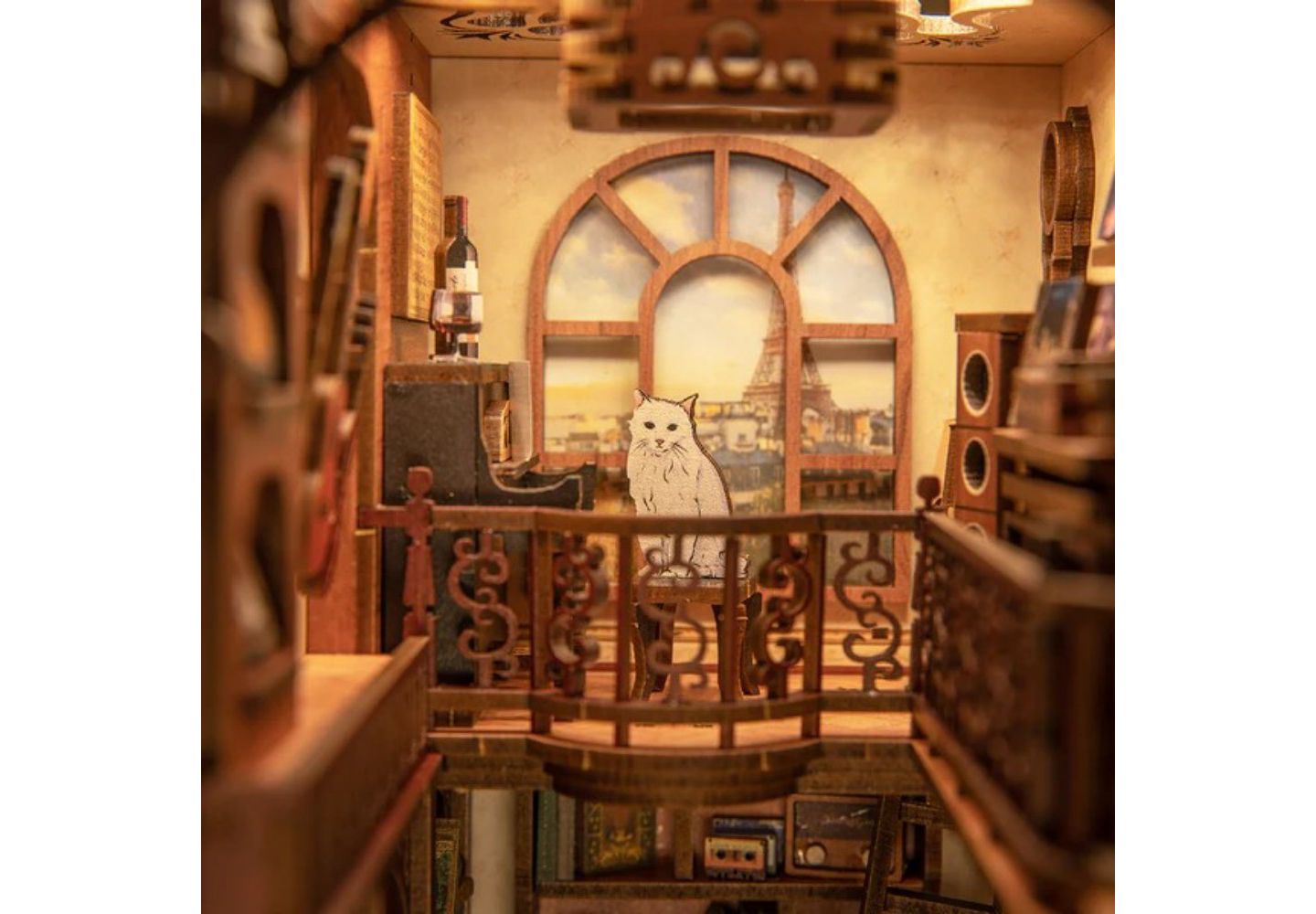 Набор для сборки диорамы-книжной полки Cutebee The Secret Rhythm с подсветкой, 355 деталей, цвет: Коричневый — фото 7