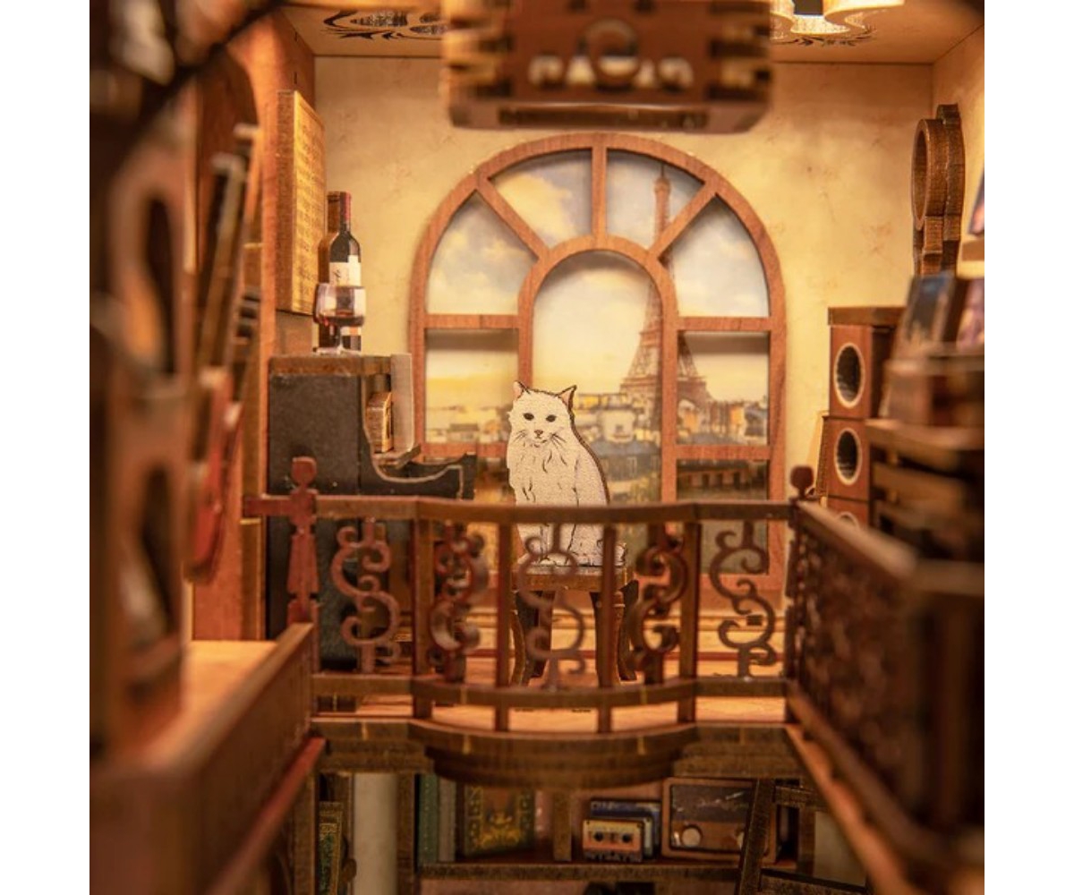 Cutebee Diy Book Nook Kit, Bookshelf Insert Decor Diy Miniature Music House Dollhouse Kit for Adults and Teens, Booknook Model Build Creativity Gift K