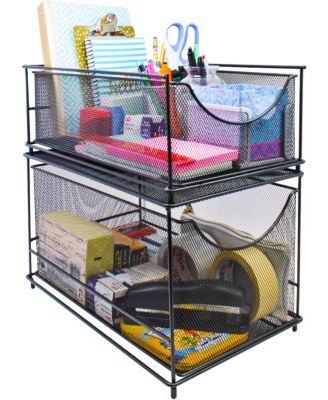Metal Mesh Cabinet Organizer with Pull-Out Drawers - Ideal for Countertop, Cabinet, Pantry, Under the Sink, Desktop and More (Black 1 Drawer