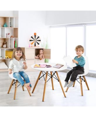 Kid's Modern Dining Table Set with 2 Armless Chairs