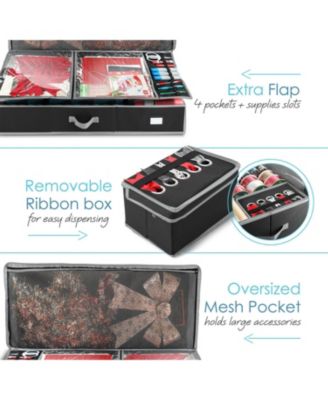 Premium Holiday Gift Wrapping Paper & Accessories Storage Organizer Box