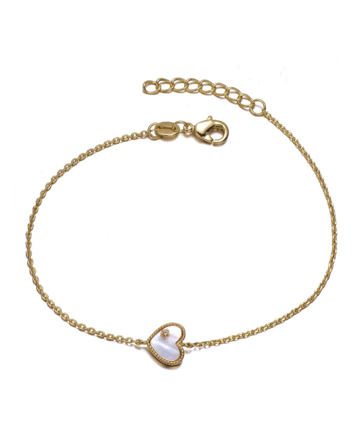 Dainty 14k Gold Plated Heart Chain Charm Bracelet - Gold