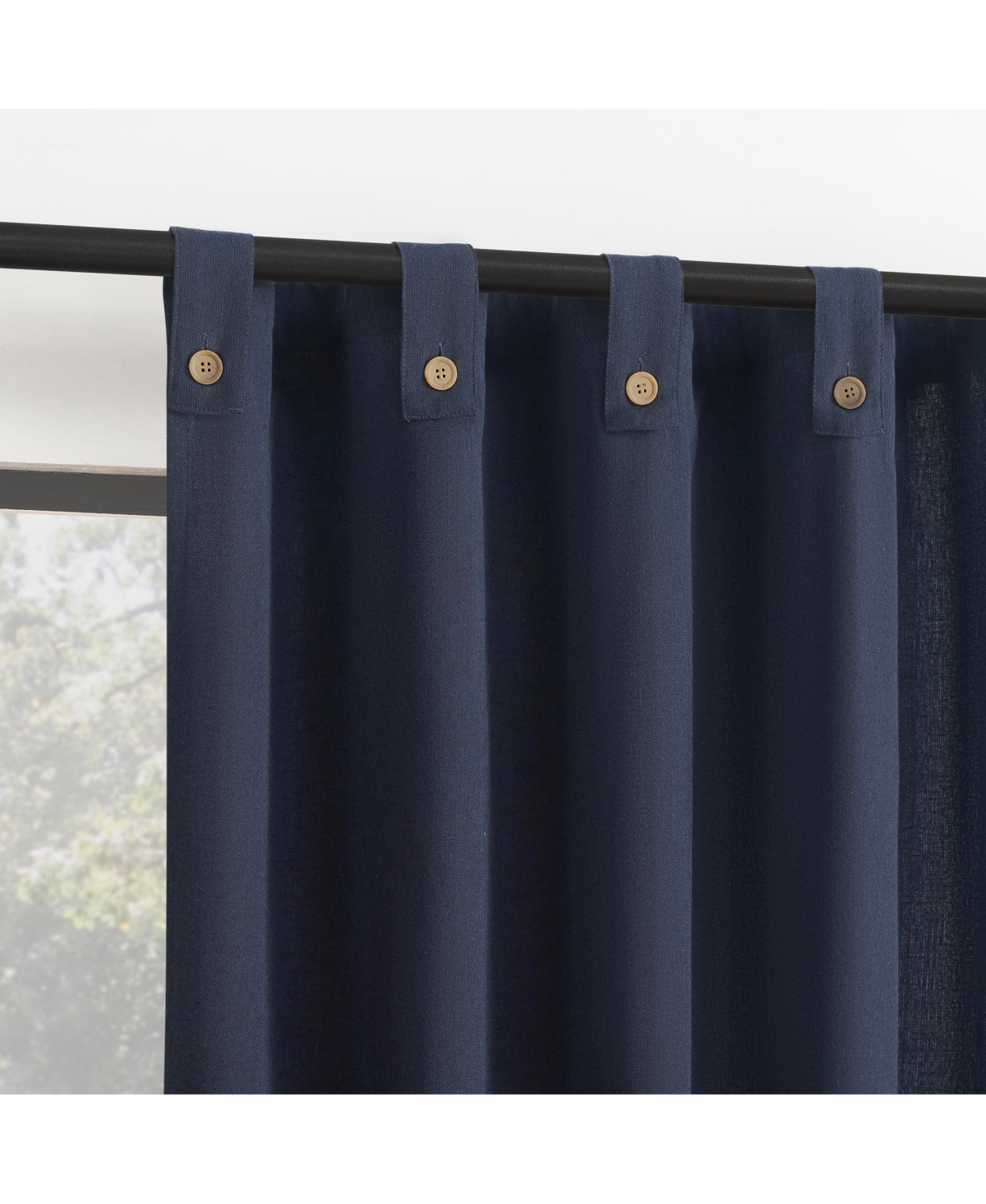 Archaeo Cotton Blend Button Tab Top Curtain - Navy blue