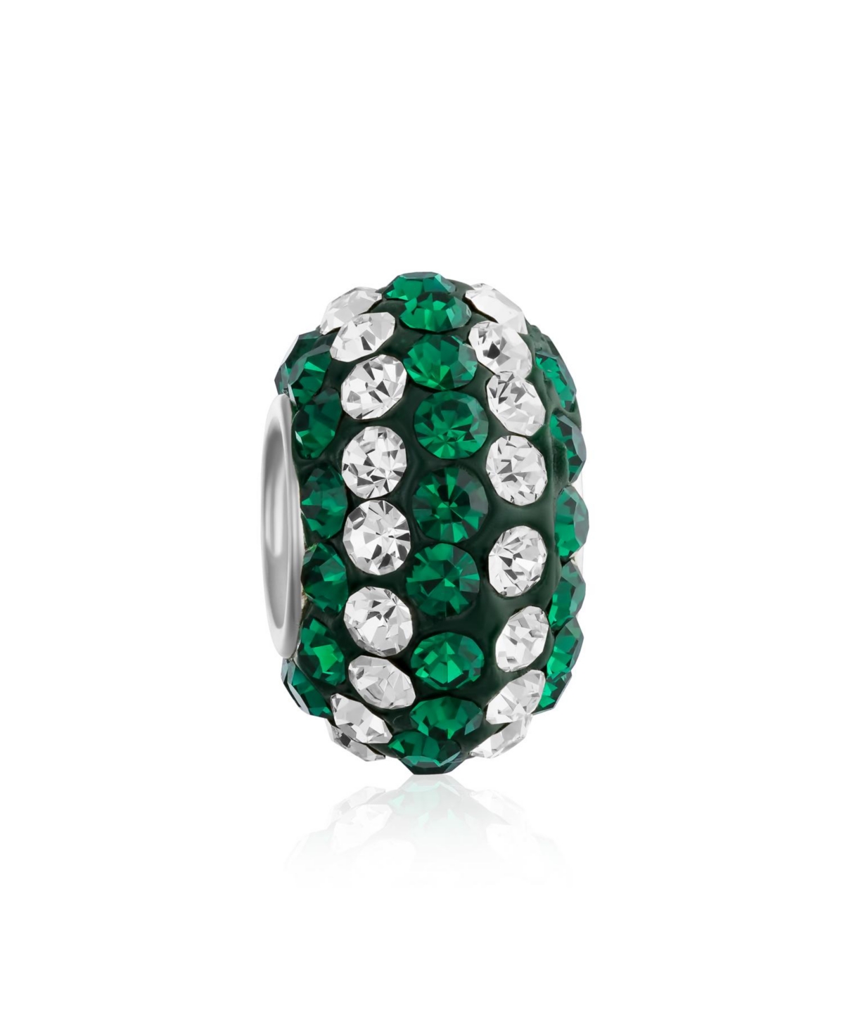 Bling Jewelry Christmas Holiday Red Green Flower Stripe Crystal Set Of 3 Spacer Charm Bead Sterling Silver Fits European Charm Bracelet