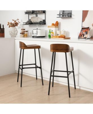 Set of 1/2 29 Inch Industrial Bar Stools with Low Back and Footrests-Set of 2