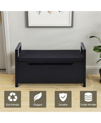 34.5 ×15.5 ×19.5 Inch Shoe Storage Bench with Cushion Seat for Entryway