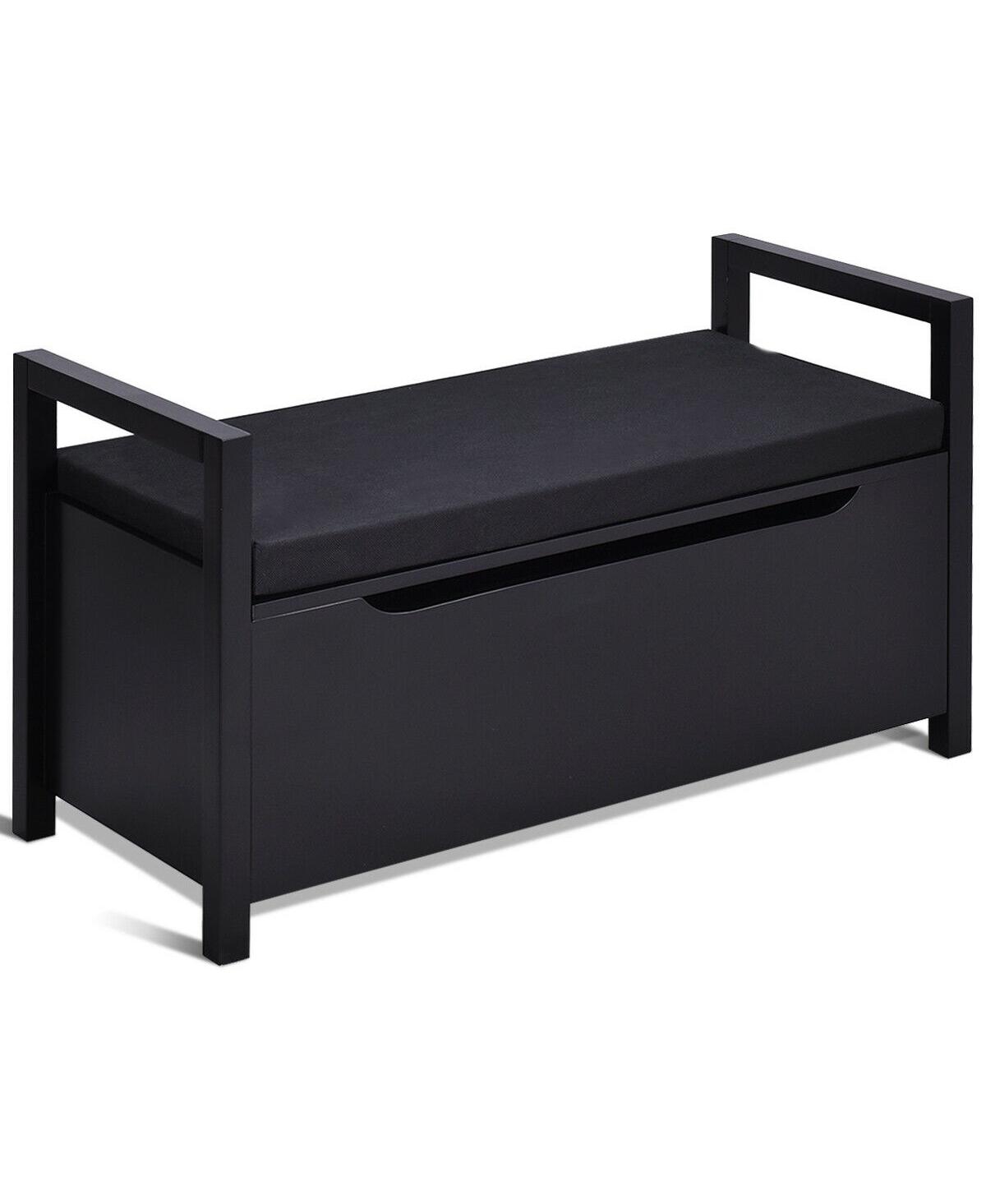 34.5 &#xD7;15.5 &#xD7;19.5 Inch Shoe Storage Bench with Cushion Seat for Entryway - Black