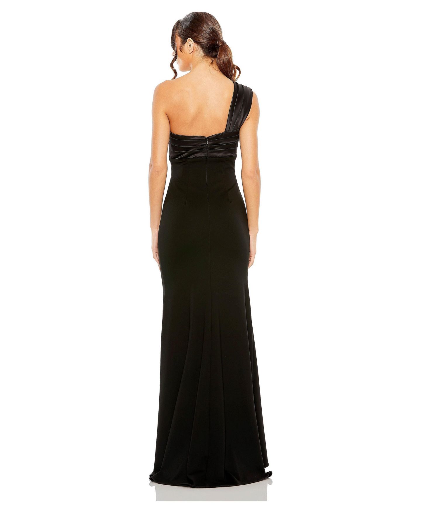 Женские платья Mac Duggal One Shoulder Draped Trumpet Gown, цвет: Чёрный — фото 3