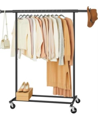 Slickblue Heavy Duty Garment Rack with Clothes Hanging Bar and Lockable ...