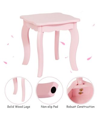 Kids Princess Make Up Dressing Table with Tri-folding Mirror and Chair