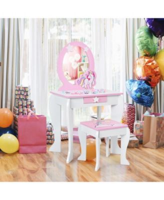 GOUUN Kids Vanity Set with Mirror, Drawer, and Chair for Makeup and Dressing