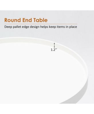 Round Side Sofa Table with Wooden Tray