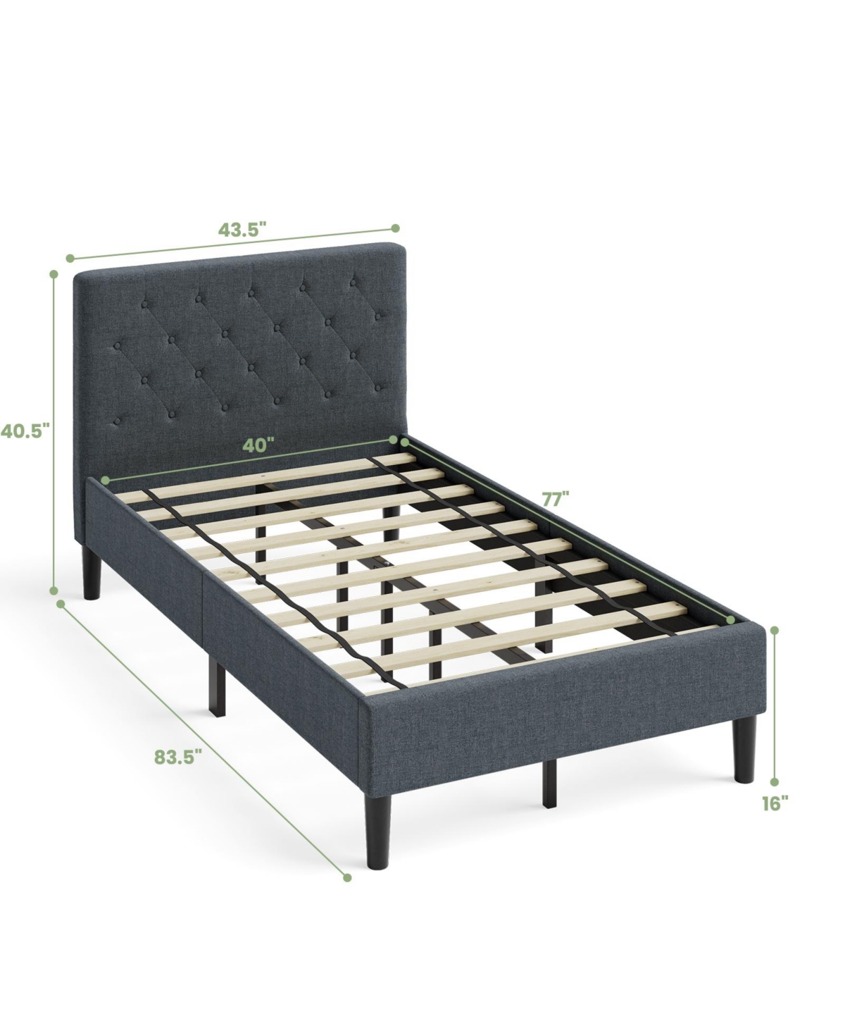 Gouun Upholstered Bed Base with Button Stitched Headboard