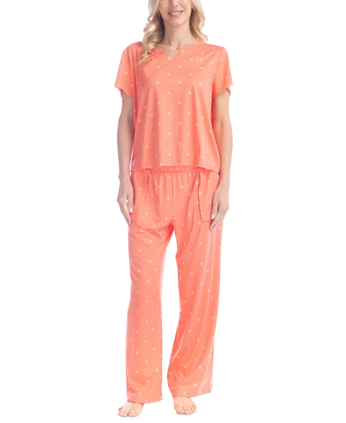OCEAN PACIFIC WOMEN'S SEA FLOWER PRINTED PAJAMA SET 