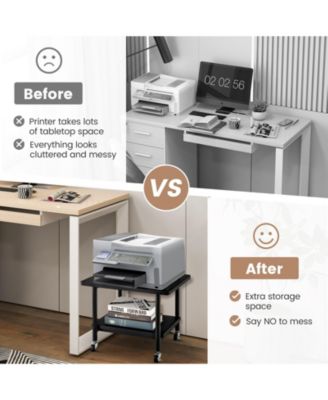 Under Desk Printer Stand with 4 Wheels and Locking Mechanism