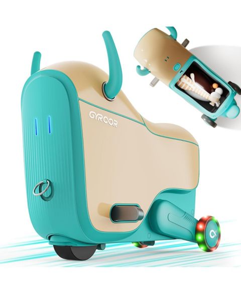 Детская игрушка Gyroor GNU 40W Electric Trolley Suitcase Inspired Electric Ride-On Luggage for Kids, A Fun & Practical Travel Buddy Ages 3-6-up to 5 Miles 5MPH, цвет: Синий