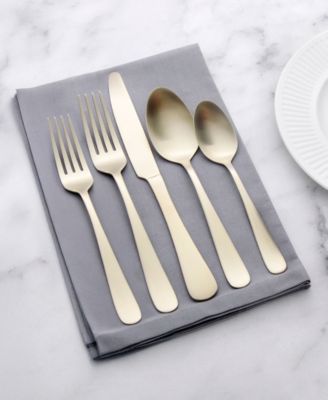 Kitchinox Alton Bay Gold Satin 45-Pc. Flatware Set, Service Kitchinox Alton Bay Gold Satin 45-Pc. Flatware Set, Service