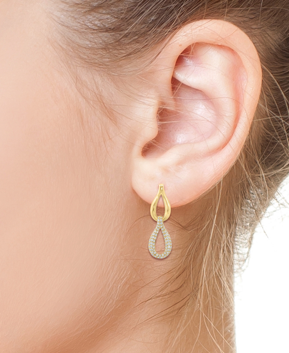 Effy Collection Diamond Double Teardrop Earrings (1-3/8 Ct. T.w.) In 14k Gold In Gold