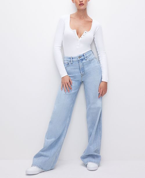 alfani Good American Women's Skate High-Rise Wide-Leg Jeans Women's Fashion Shoes & Accessories