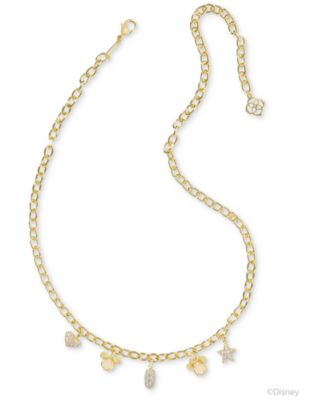 Disney | 14k Gold-Plated Mixed Stone Mickey & Minnie Mouse Charm Necklace, 17" + 3" extender