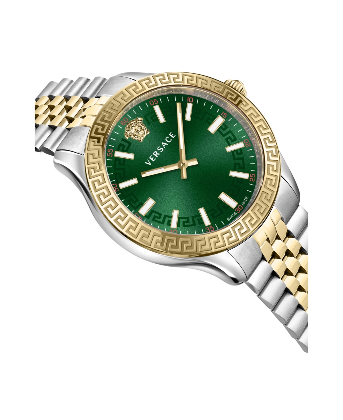 Versace Women's Hellenyium Two-tone Stainless Steel Bracelet Watch, 36mm In Two-tone,green