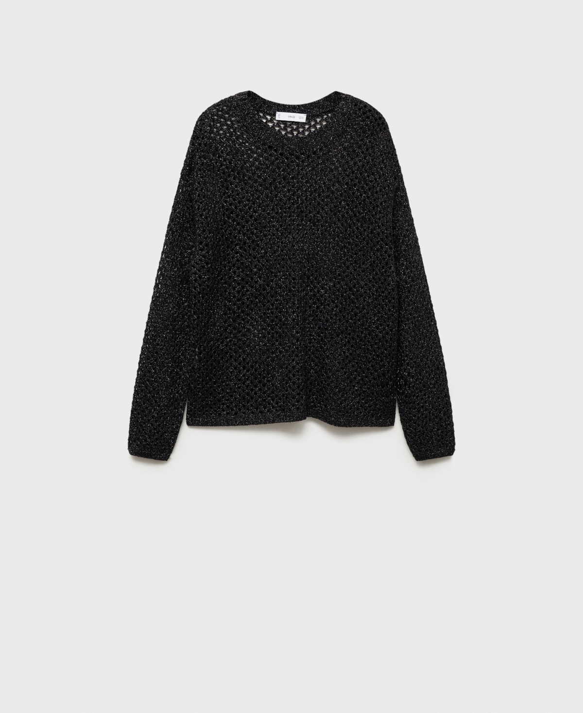 Mango Women's Lurex Openwork Knit Sweater In Black