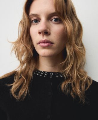 Women's Rhinestone Collar Cardigan