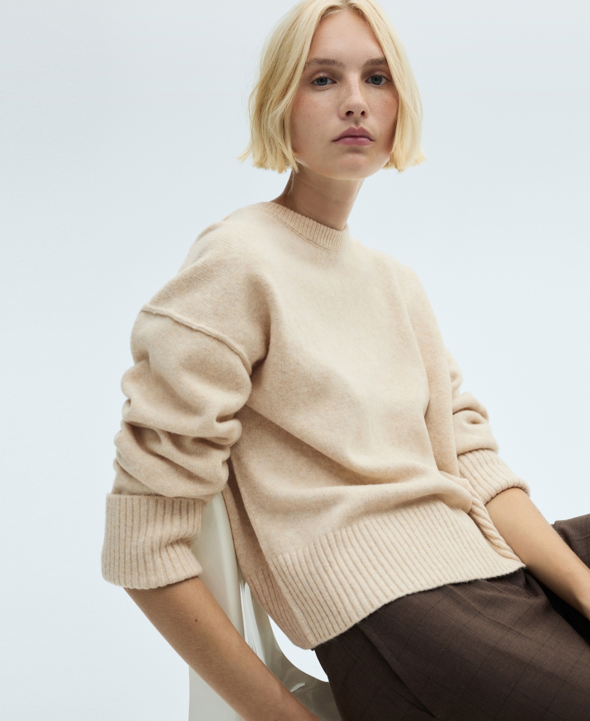 Mango Women's Rolled-up Sleeves Sweater In Ecru