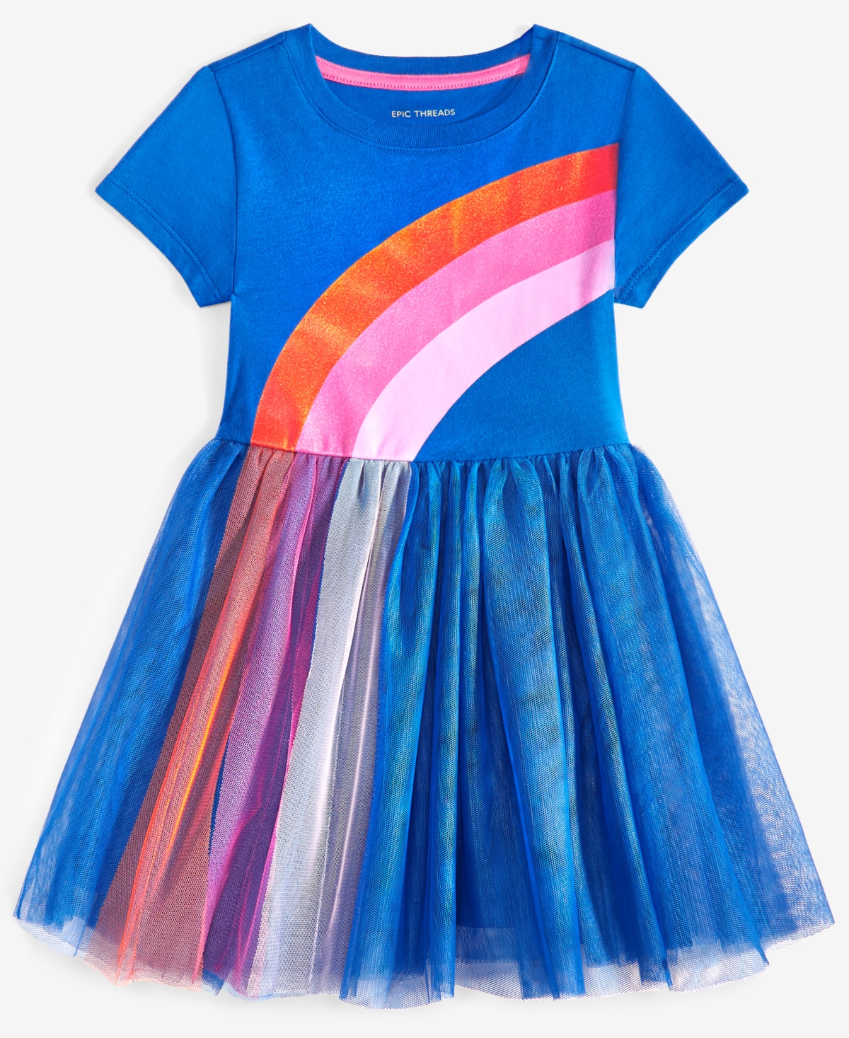 Epic Threads Toddler Girl Rainbow Tulle Dress, Exclusively At Macy's In Nautical B